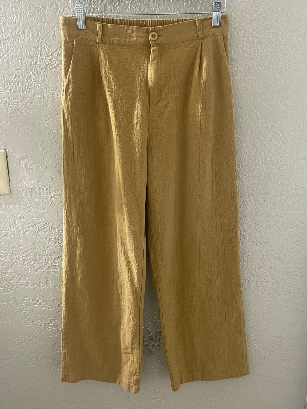 Women’s Wide-Leg Linen-Blend Pants in Mustard Medium - Picture 1 of 7